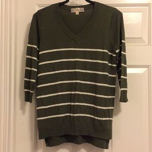 Green and white striped sweater
